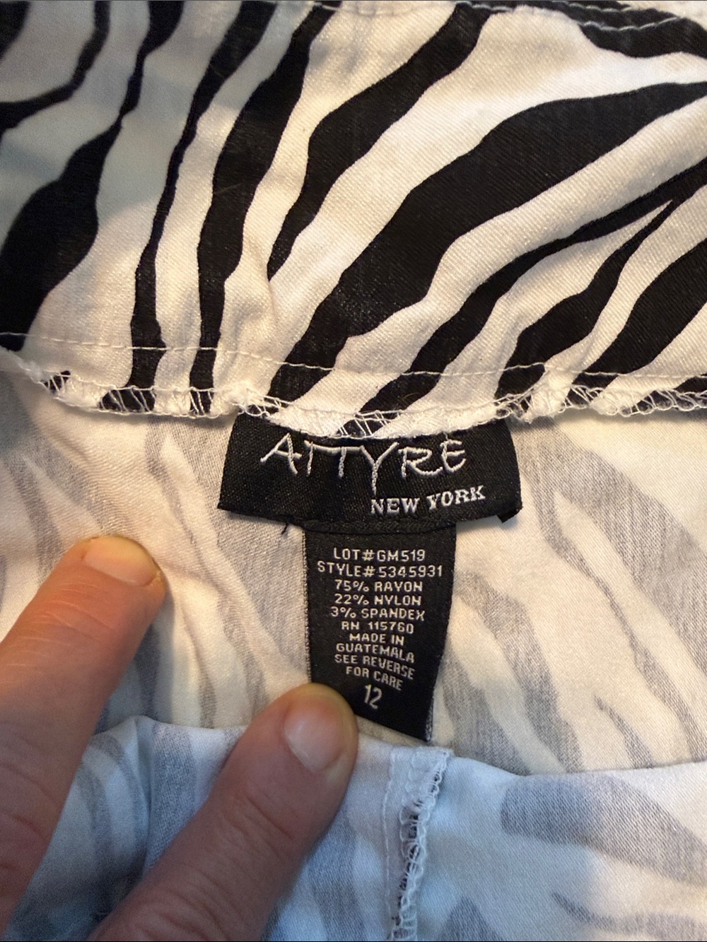 Attyre Zebra Print Skort- Black & White - Picture 3 of 5